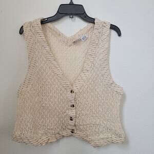 Vest Woven Button Cotton Sz Small Boho Western Country Coastal Cowgirl Fisherman